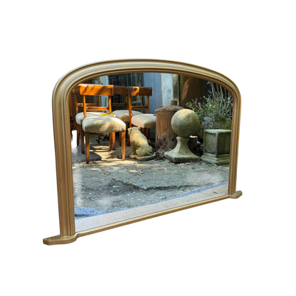 Large Gold Arched Overmantle Mirror - Contemporary Wall Fireplace Mirror