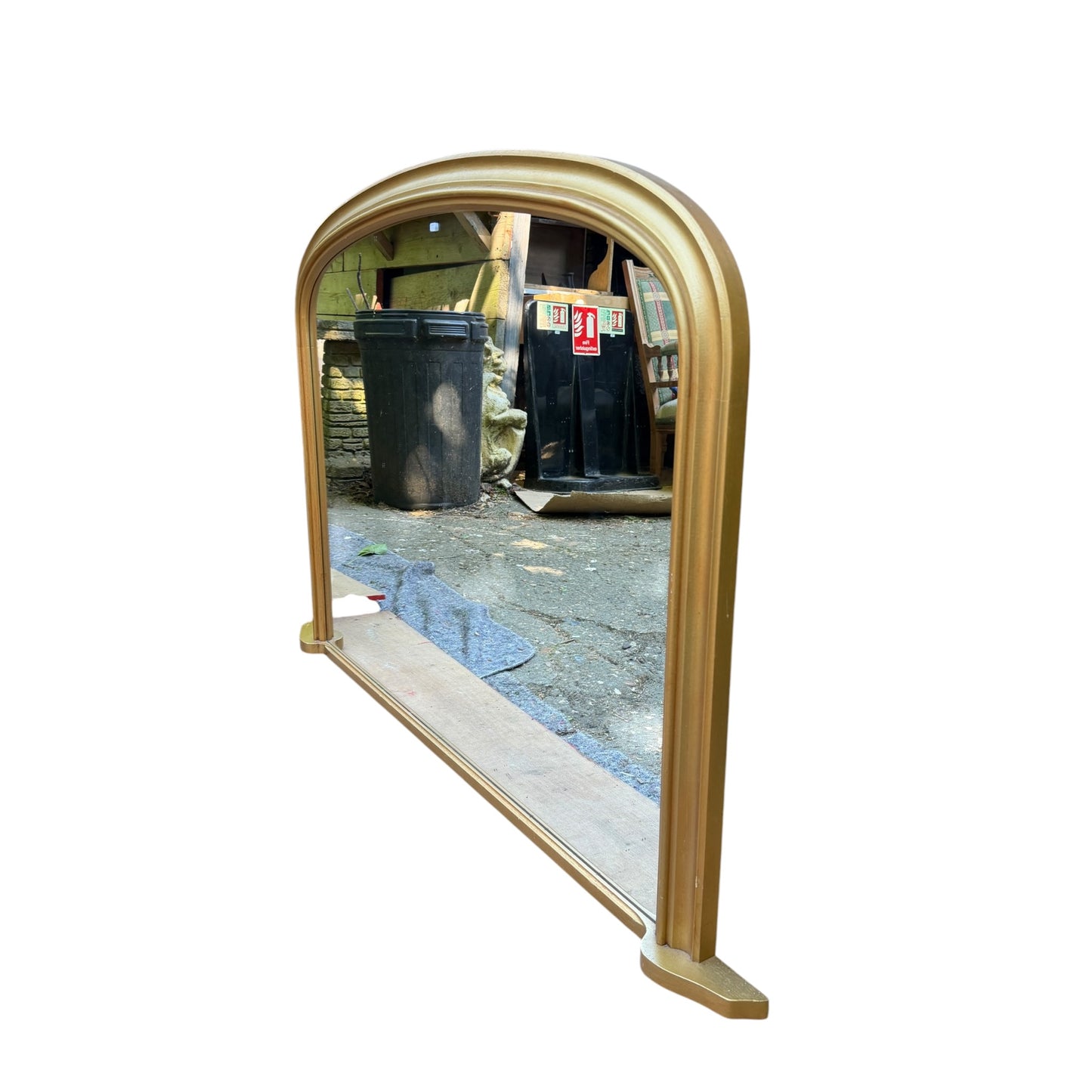 Large Gold Arched Overmantle Mirror - Contemporary Wall Fireplace Mirror