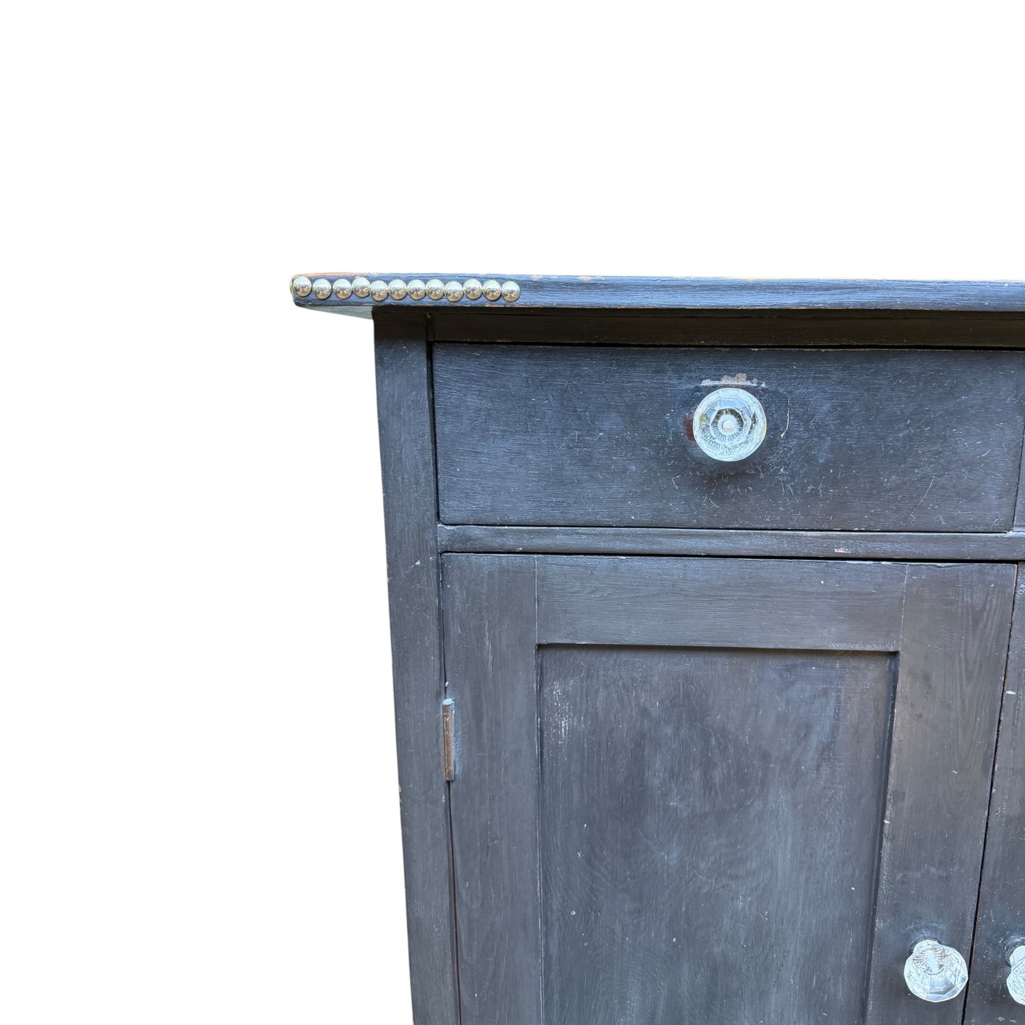 Black Distressed Cupboard Sideboard - Two Drawer Kitchen Cabinet Larder