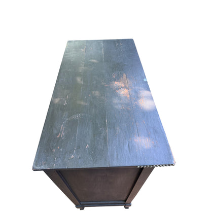 Black Distressed Cupboard Sideboard - Two Drawer Kitchen Cabinet Larder