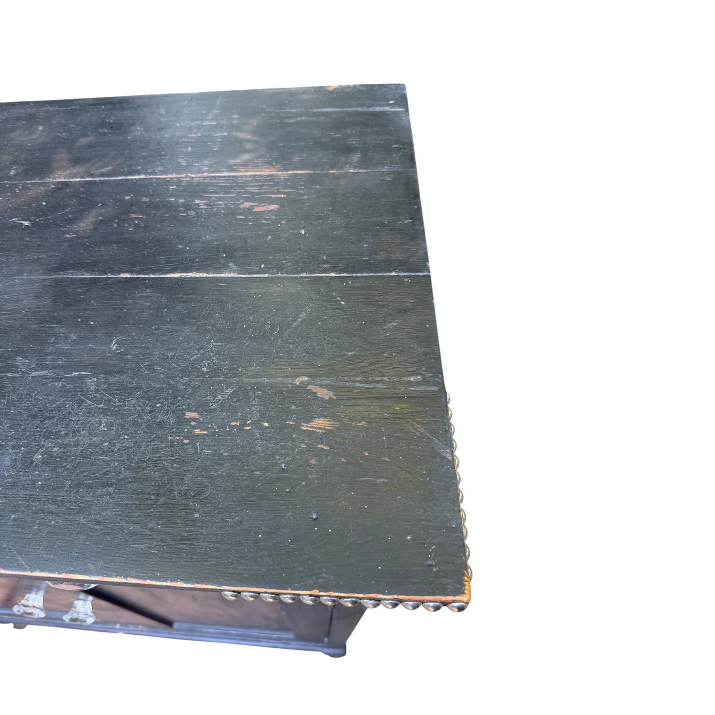Black Distressed Cupboard Sideboard - Two Drawer Kitchen Cabinet Larder