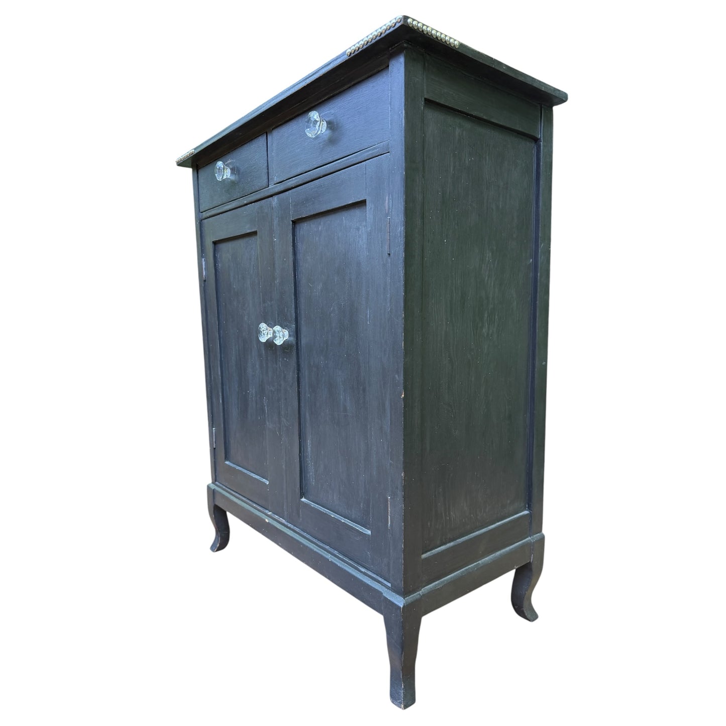 Black Distressed Cupboard Sideboard - Two Drawer Kitchen Cabinet Larder