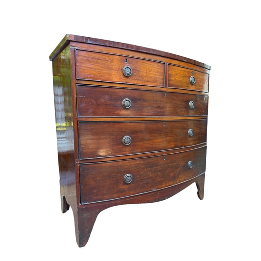 Antique Georgian Mahogany Bow Front Chest of Drawers Regency Style
