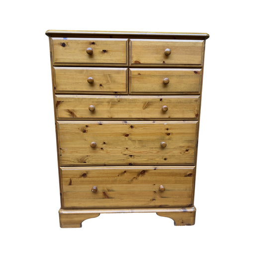 Ducal Pine Chest of Drawers – 4 Over 3 Drawer Tallboy – Solid Wood Bedroom Storage