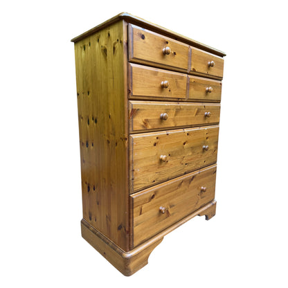 Ducal Pine Chest of Drawers – 4 Over 3 Drawer Tallboy – Solid Wood Bedroom Storage