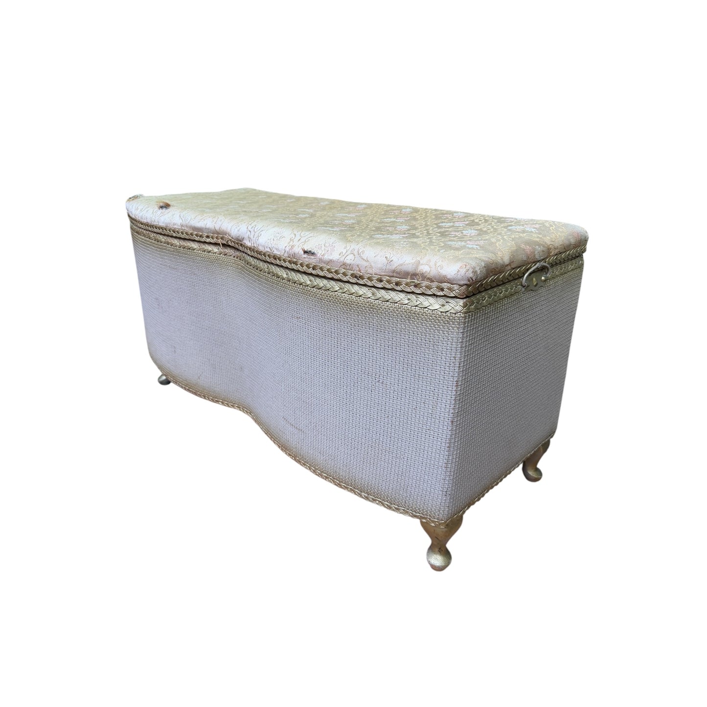 Vintage Lloyd Loom Style Ottoman Storage Box – Upholstered Blanket Box / Bedroom Chest – Project Piece