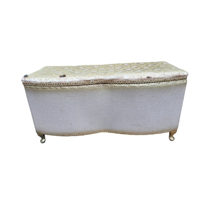 Vintage Lloyd Loom Style Ottoman Storage Box – Upholstered Blanket Box / Bedroom Chest – Project Piece