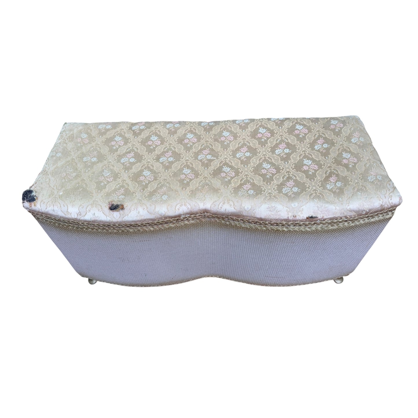 Vintage Lloyd Loom Style Ottoman Storage Box – Upholstered Blanket Box / Bedroom Chest – Project Piece