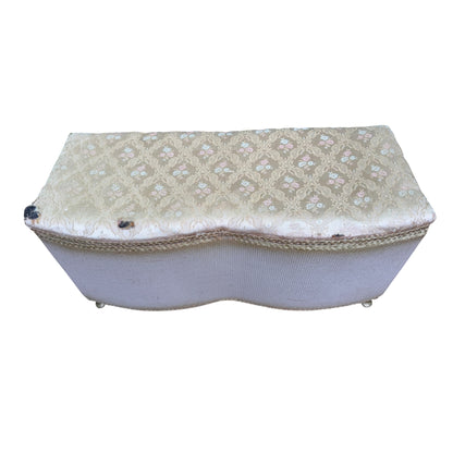 Vintage Lloyd Loom Style Ottoman Storage Box – Upholstered Blanket Box / Bedroom Chest – Project Piece