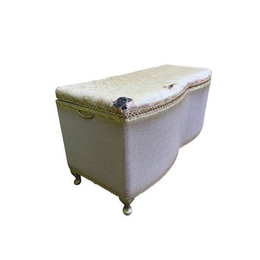 Vintage Lloyd Loom Style Ottoman Storage Box – Upholstered Blanket Box / Bedroom Chest – Project Piece