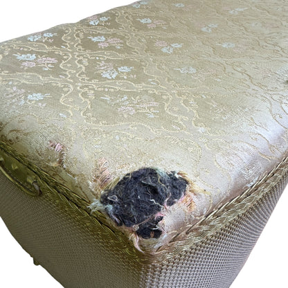 Vintage Lloyd Loom Style Ottoman Storage Box – Upholstered Blanket Box / Bedroom Chest – Project Piece