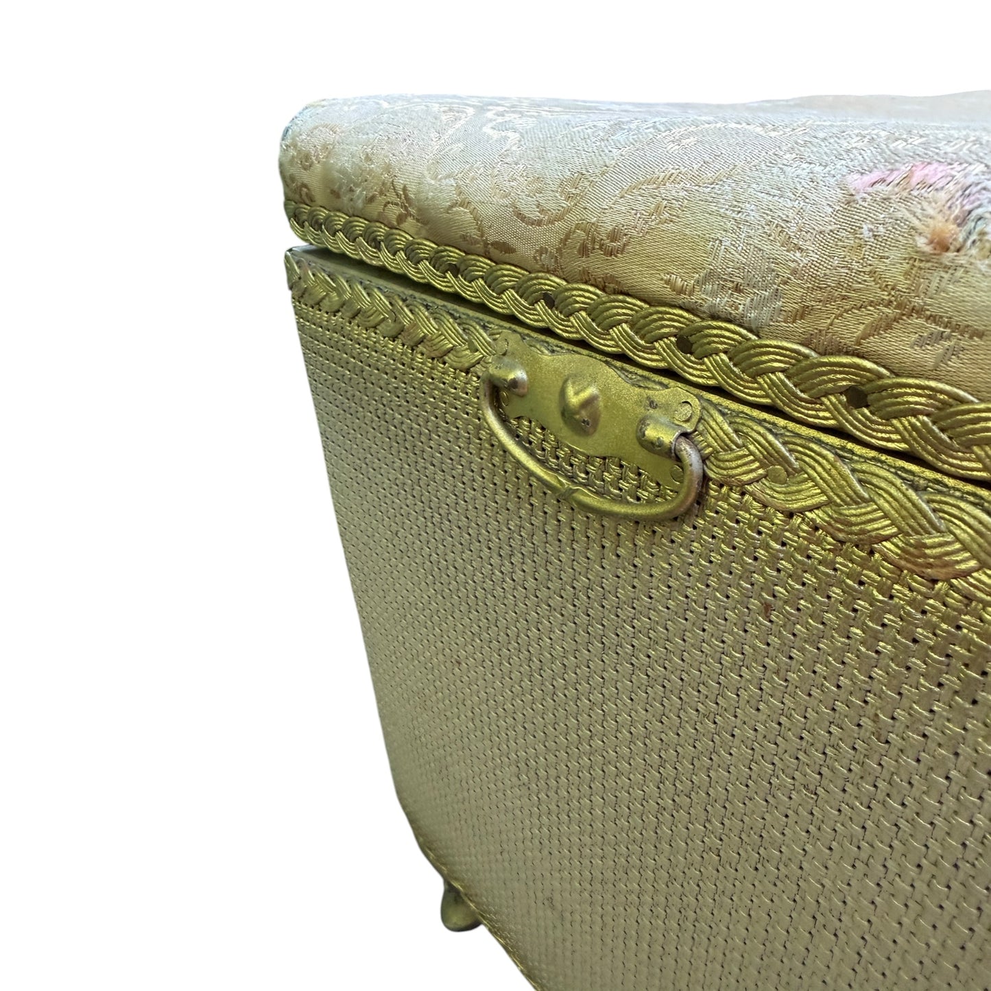 Vintage Lloyd Loom Style Ottoman Storage Box – Upholstered Blanket Box / Bedroom Chest – Project Piece