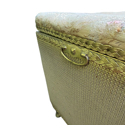 Vintage Lloyd Loom Style Ottoman Storage Box – Upholstered Blanket Box / Bedroom Chest – Project Piece