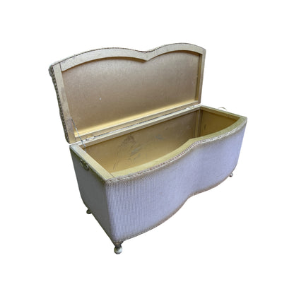 Vintage Lloyd Loom Style Ottoman Storage Box – Upholstered Blanket Box / Bedroom Chest – Project Piece