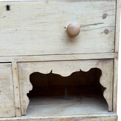 Antique Pine Washstand with Tilt Mirror – Rustic Victorian Dressing Chest / Pot Cupboard Base
