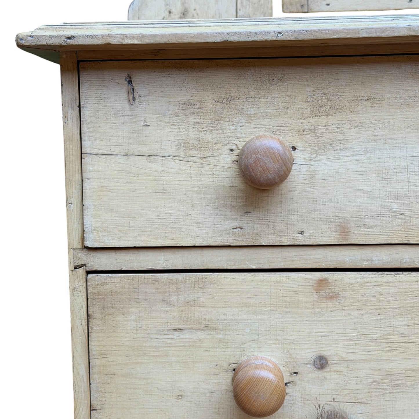 Antique Pine Washstand with Tilt Mirror – Rustic Victorian Dressing Chest / Pot Cupboard Base