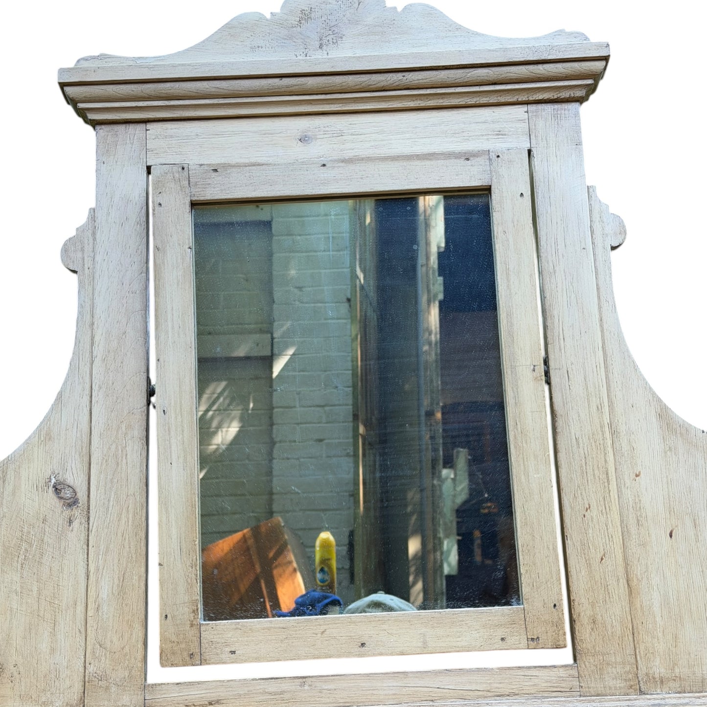 Antique Pine Washstand with Tilt Mirror – Rustic Victorian Dressing Chest / Pot Cupboard Base