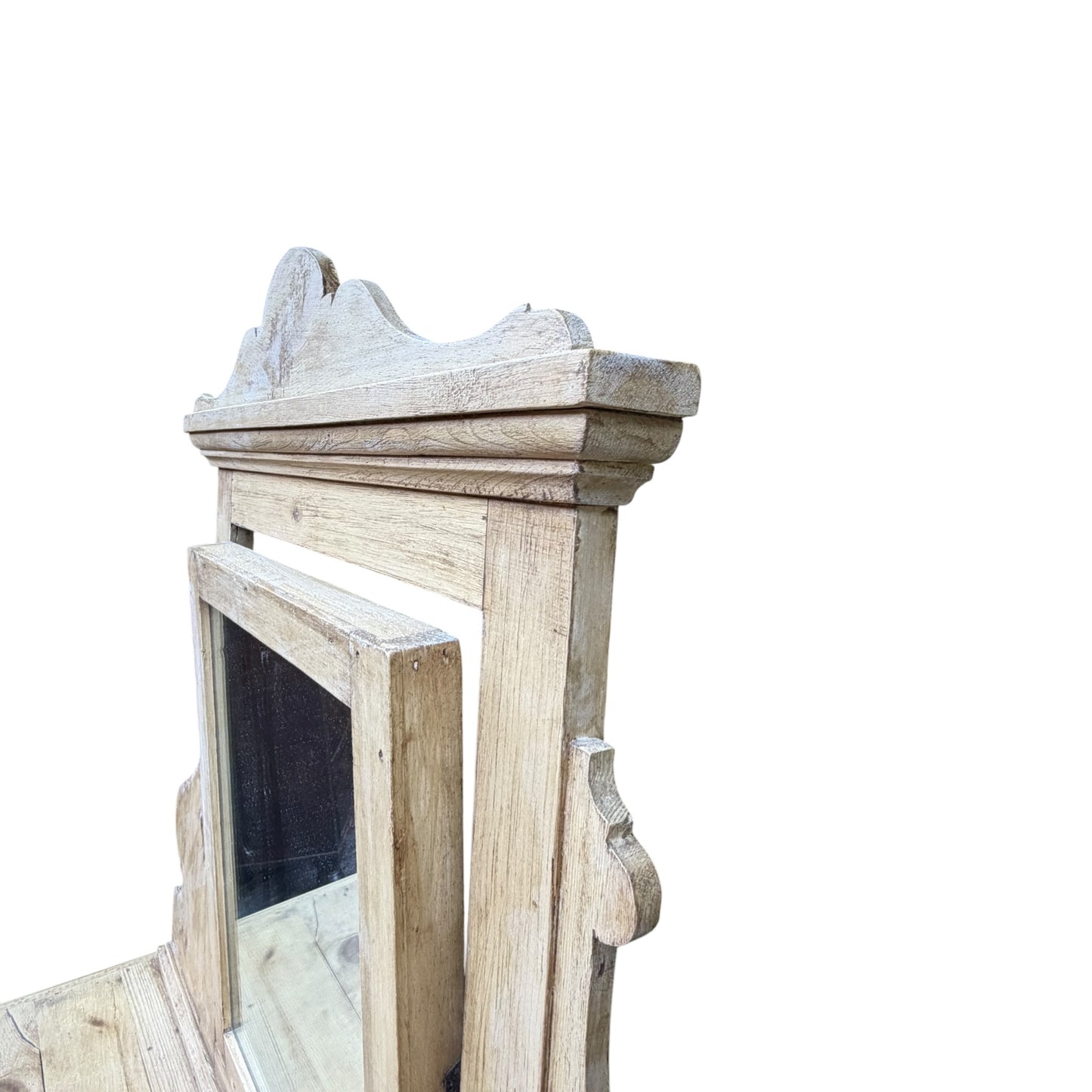 Antique Pine Washstand with Tilt Mirror – Rustic Victorian Dressing Chest / Pot Cupboard Base