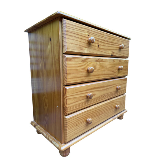 Contemporary Pine Chest of Drawers – 4 Drawer Solid Wood Bedroom Storage Unit