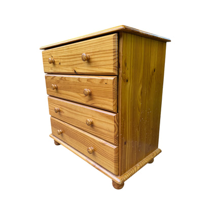 Contemporary Pine Chest of Drawers – 4 Drawer Solid Wood Bedroom Storage Unit
