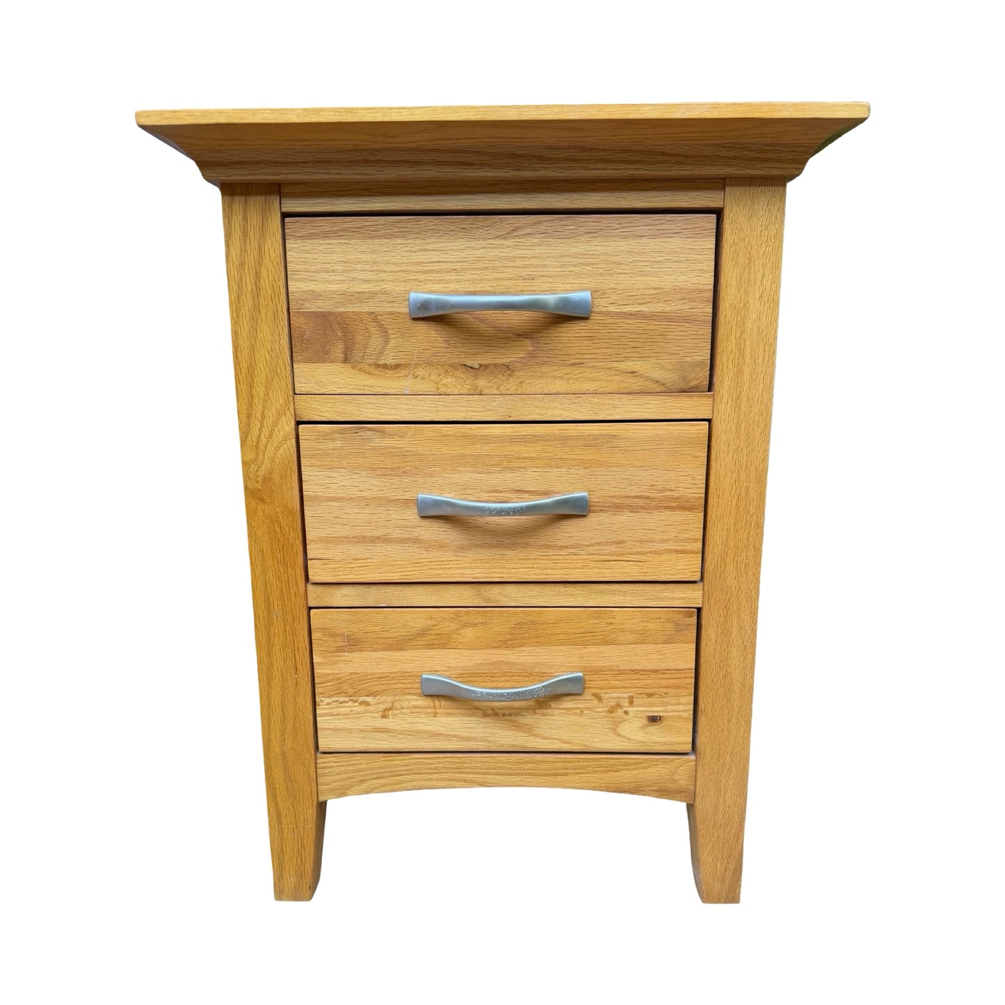 Modern Solid Oak Bedside Chest - 3 Drawer Nightstand Side Table Storage 65cm