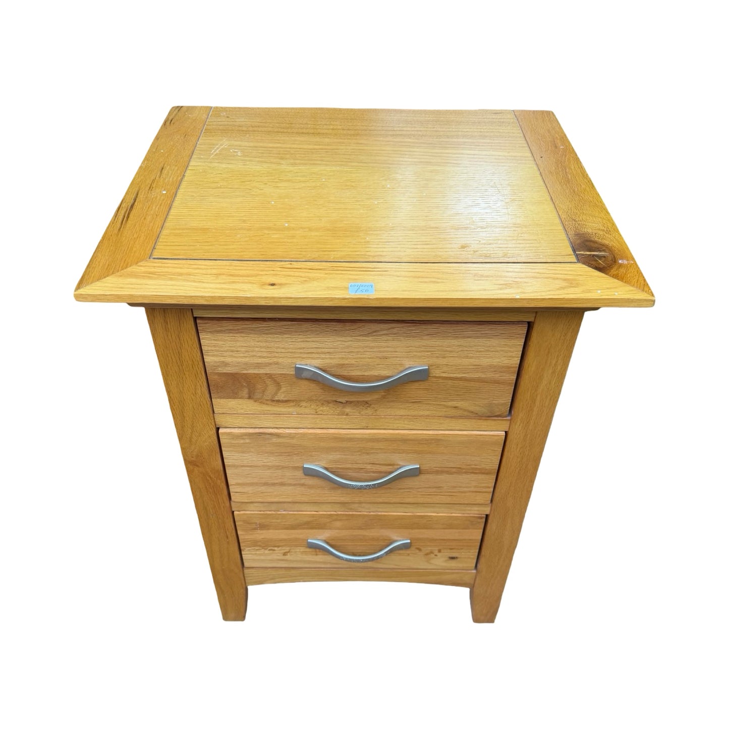 Modern Solid Oak Bedside Chest - 3 Drawer Nightstand Side Table Storage 65cm