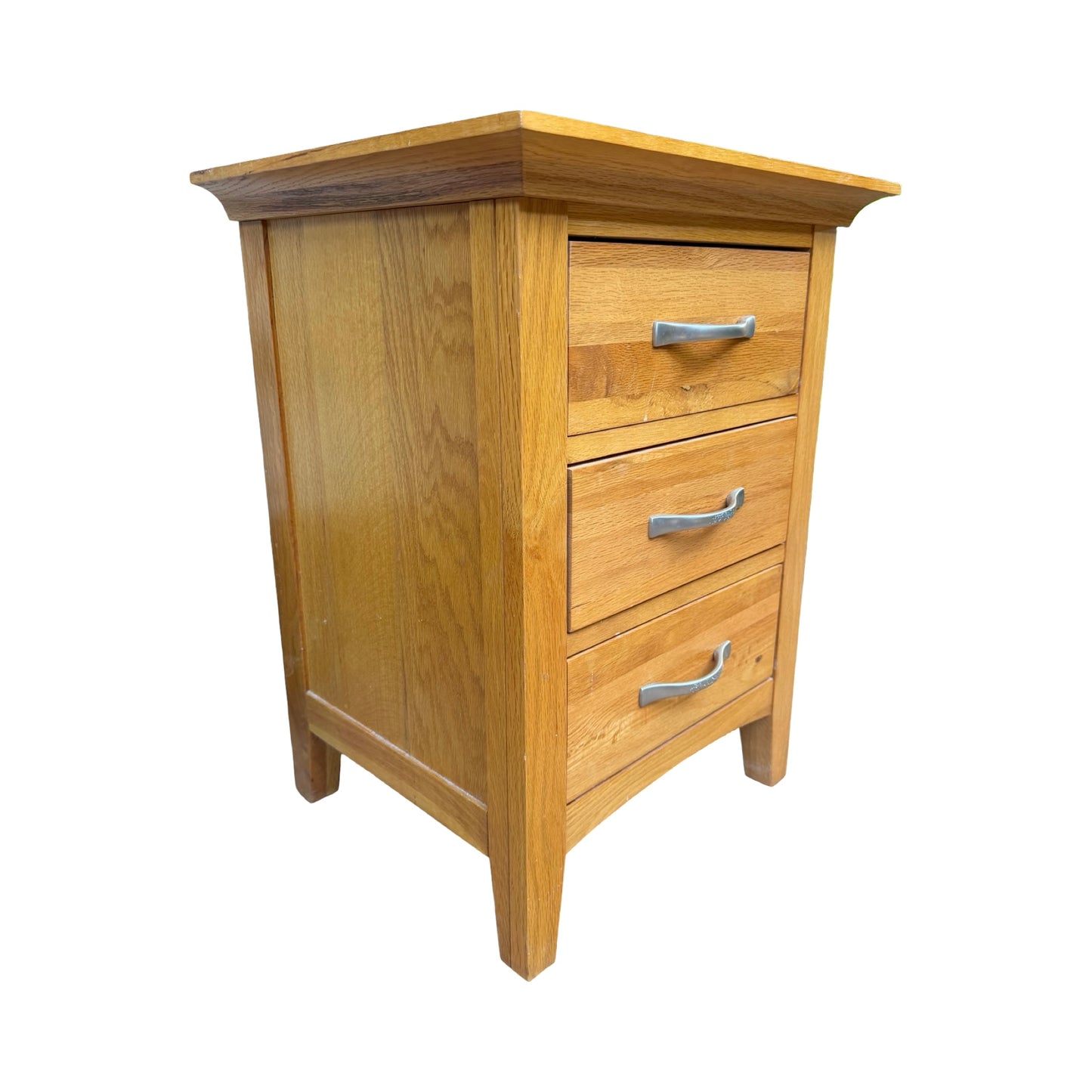 Modern Solid Oak Bedside Chest - 3 Drawer Nightstand Side Table Storage 65cm