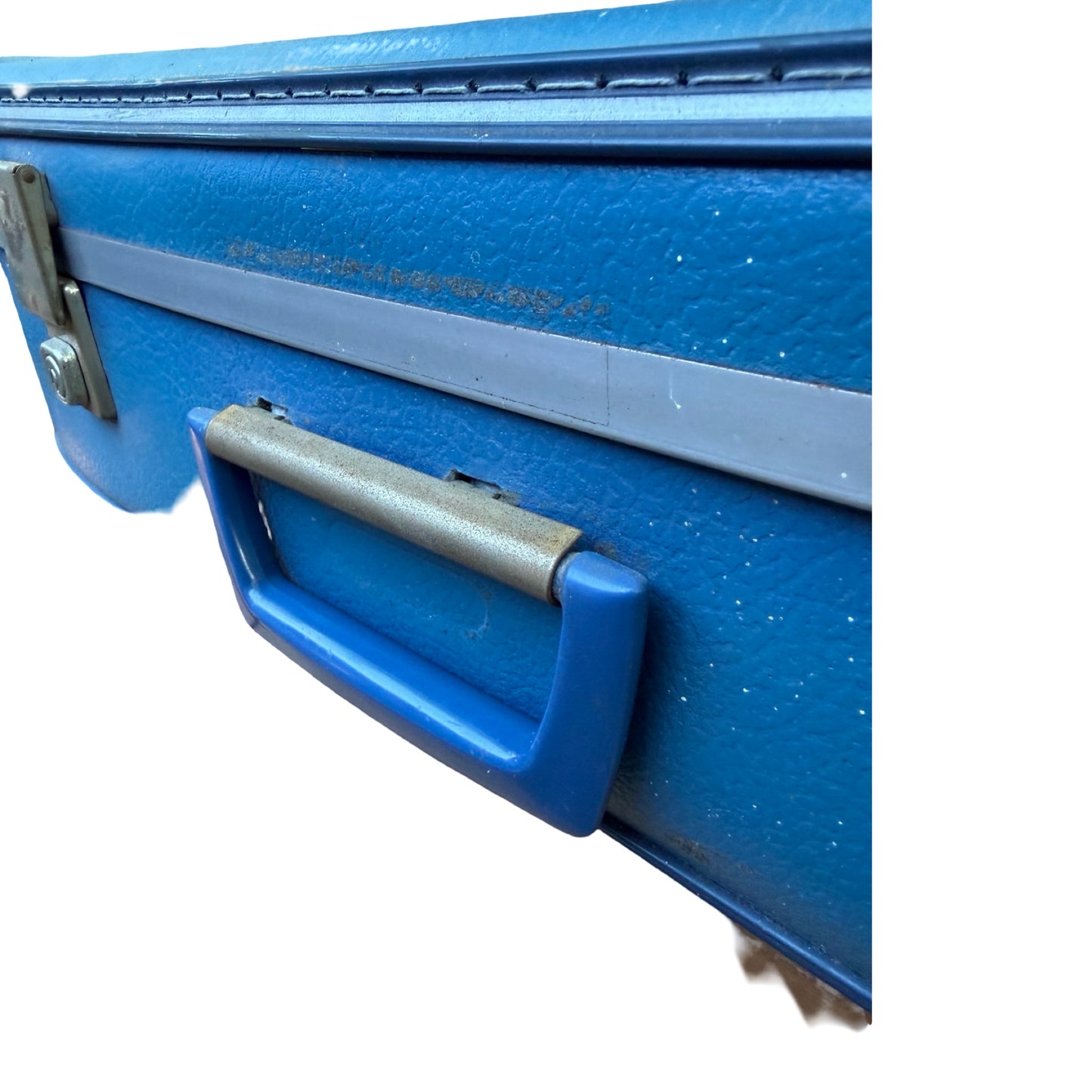 Vintage 1970s Blue Hard Shell Suitcase - Retro Prop Luggage Display Case