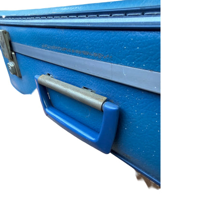 Vintage 1970s Blue Hard Shell Suitcase - Retro Prop Luggage Display Case