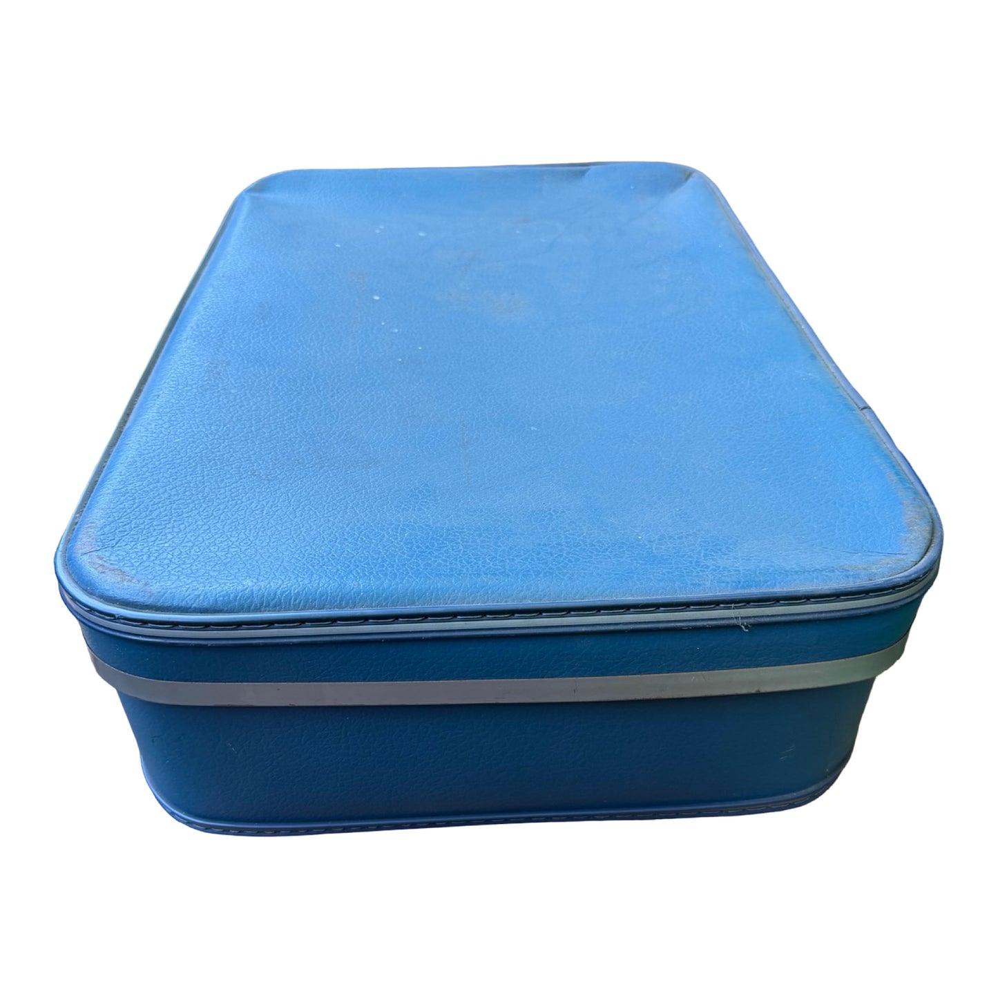 Vintage 1970s Blue Hard Shell Suitcase - Retro Prop Luggage Display Case