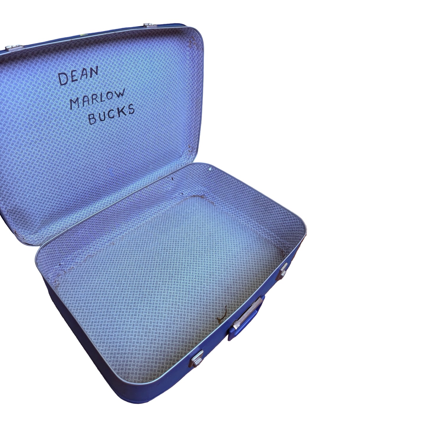 Vintage 1970s Blue Hard Shell Suitcase - Retro Prop Luggage Display Case