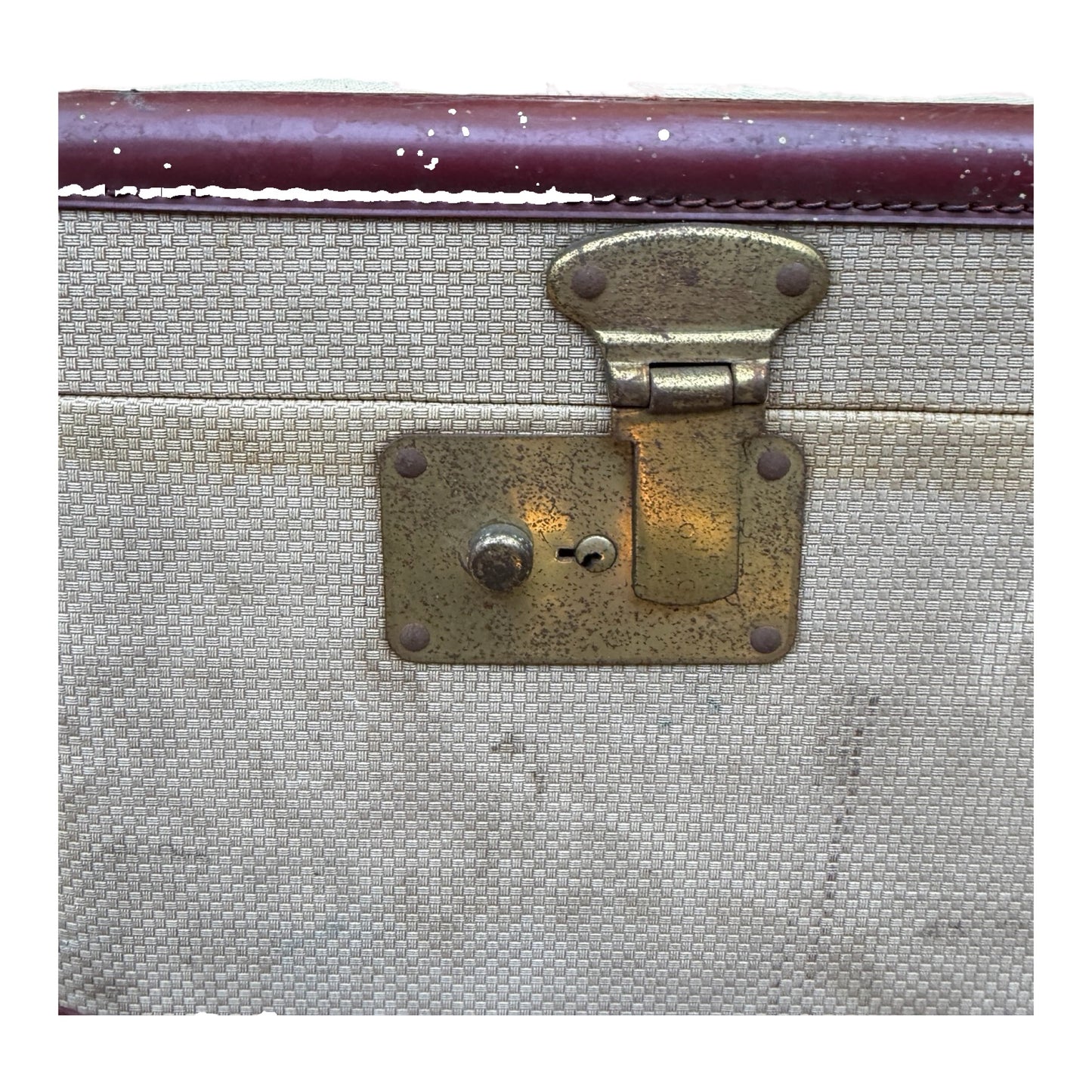 Vintage Victor Luggage Suitcase - Retro Cream & Burgundy Prop Travel Case