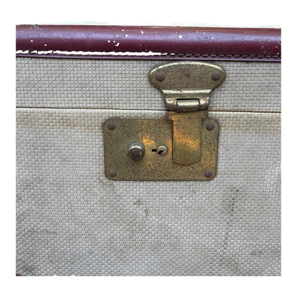Vintage Victor Luggage Suitcase - Retro Cream & Burgundy Prop Travel Case