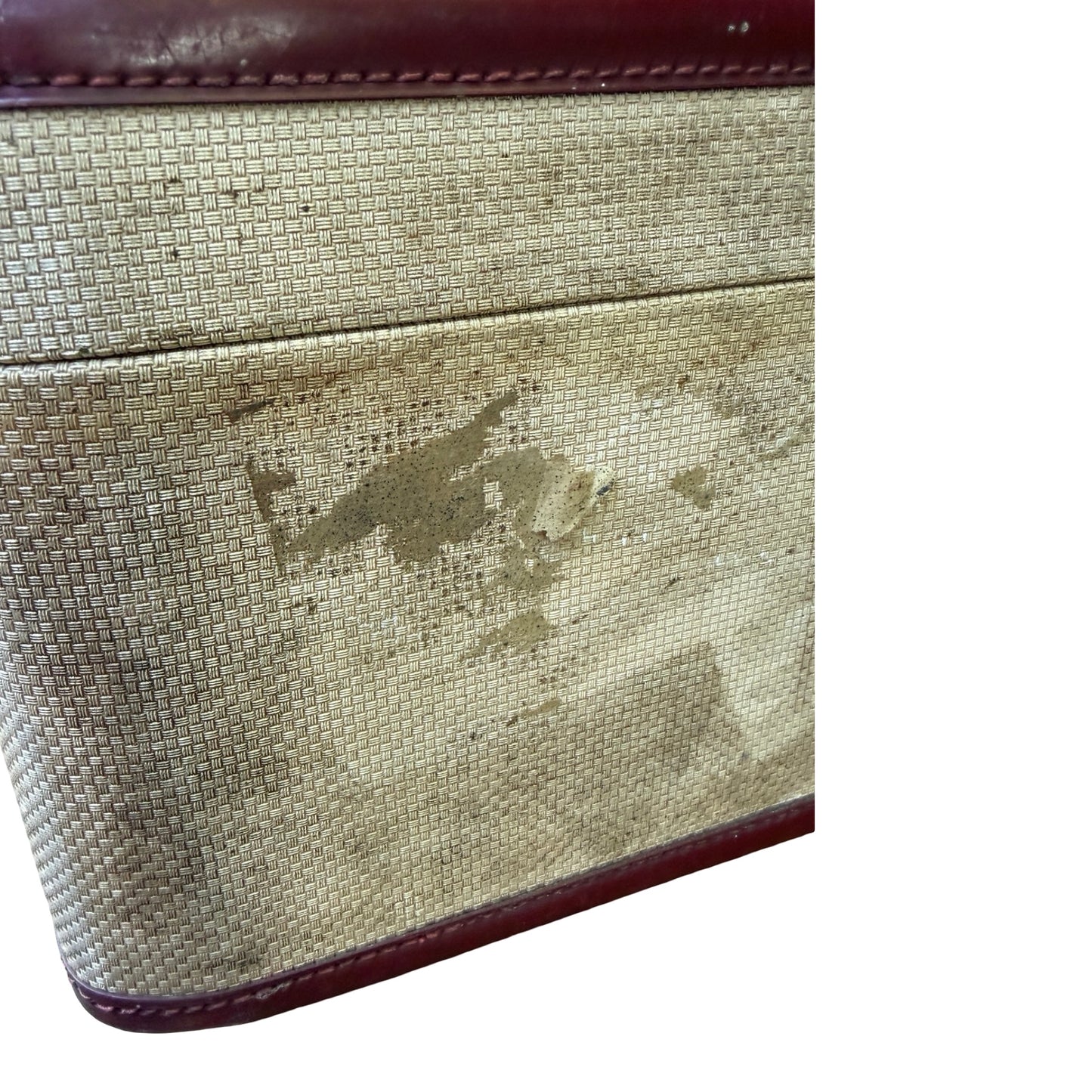 Vintage Victor Luggage Suitcase - Retro Cream & Burgundy Prop Travel Case