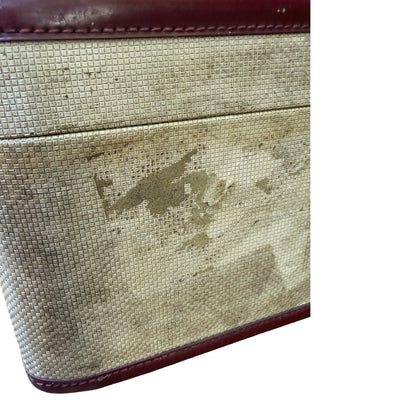 Vintage Victor Luggage Suitcase - Retro Cream & Burgundy Prop Travel Case