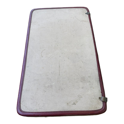 Vintage Victor Luggage Suitcase - Retro Cream & Burgundy Prop Travel Case