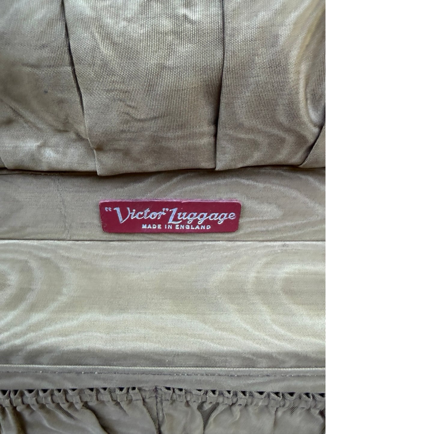 Vintage Victor Luggage Suitcase - Retro Cream & Burgundy Prop Travel Case