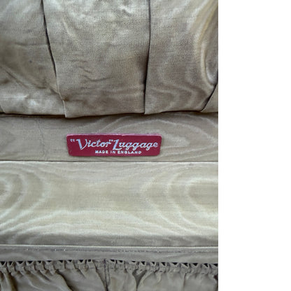 Vintage Victor Luggage Suitcase - Retro Cream & Burgundy Prop Travel Case
