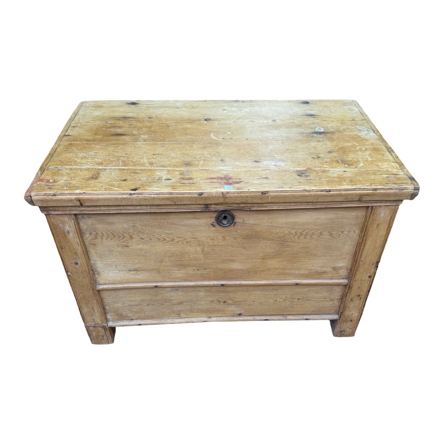 Antique Victorian Pine Blanket Chest - Rustic Storage Trunk with Candle Box
