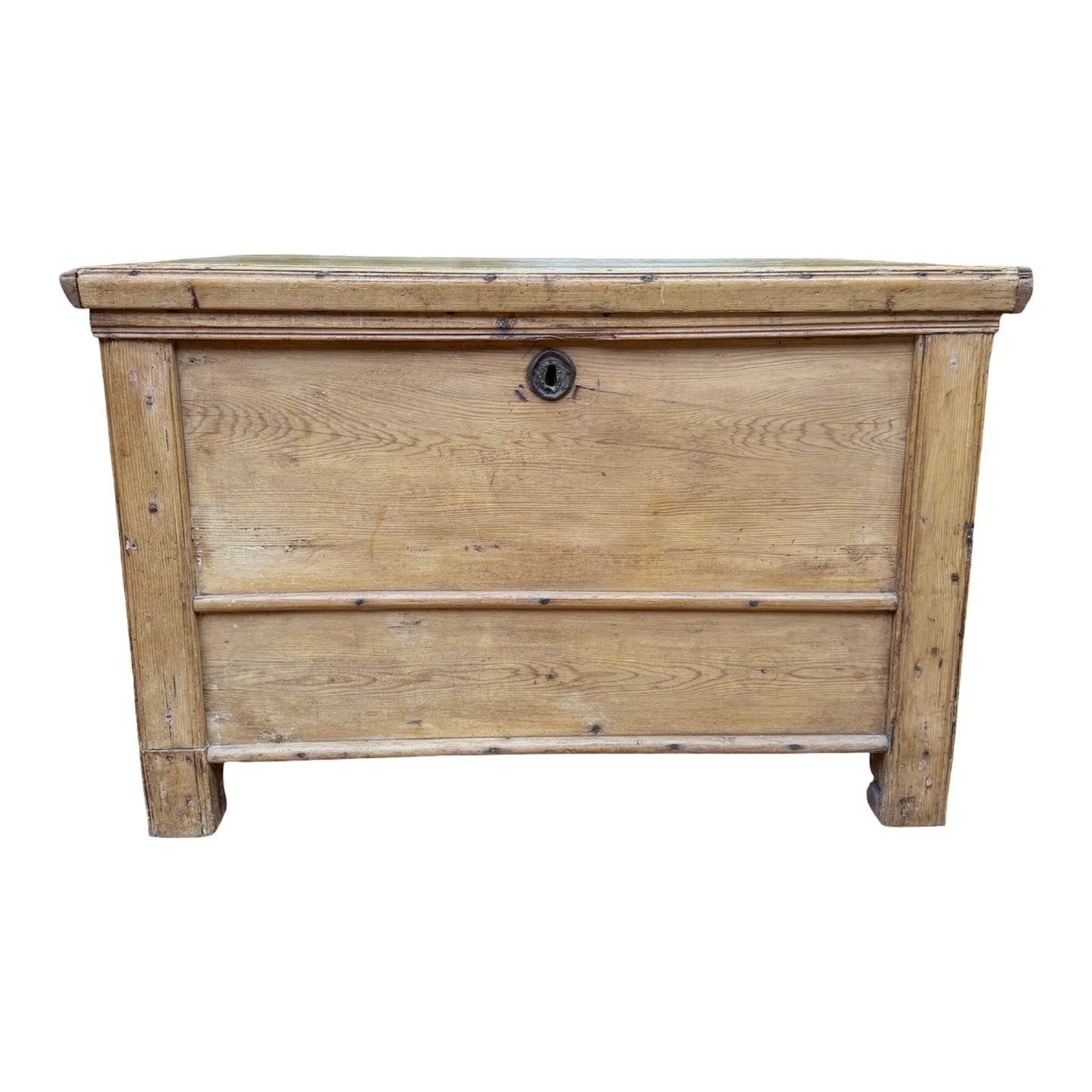 Antique Victorian Pine Blanket Chest - Rustic Storage Trunk with Candle Box