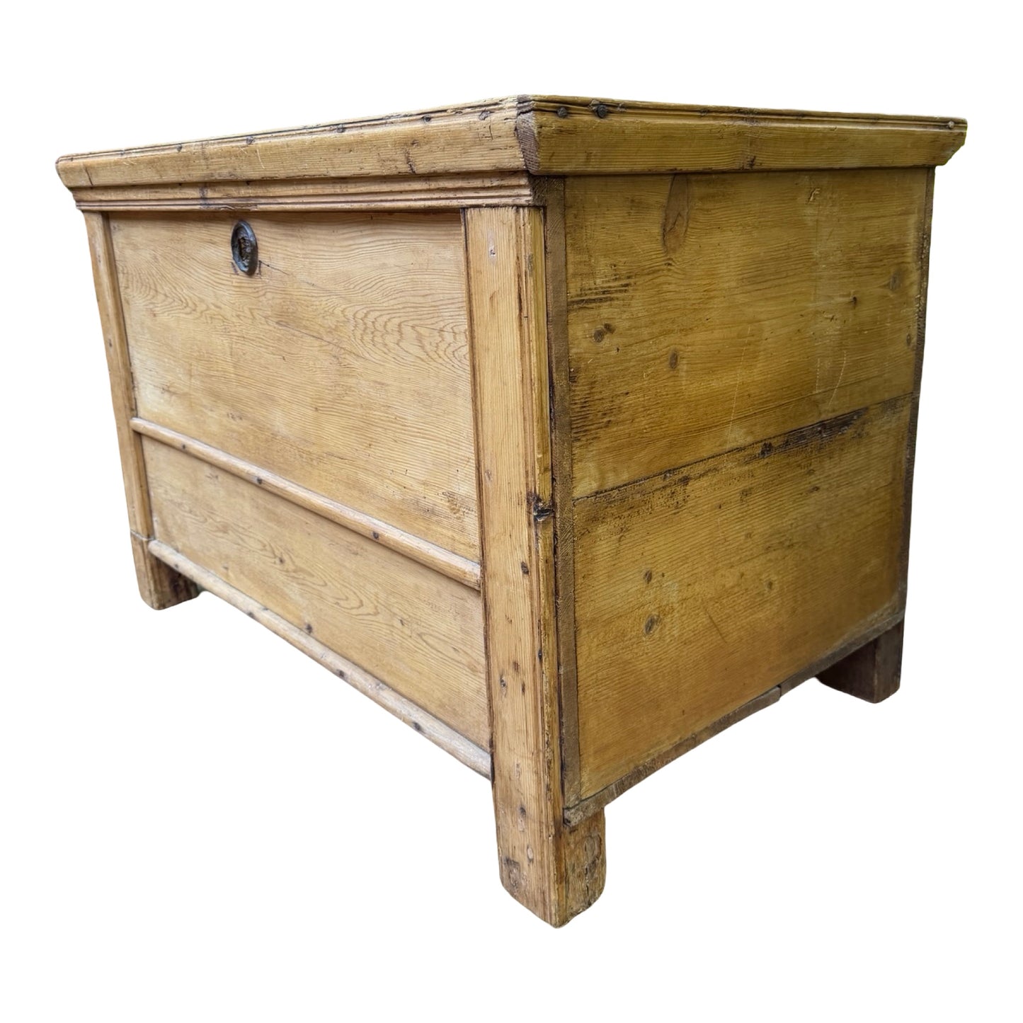 Antique Victorian Pine Blanket Chest - Rustic Storage Trunk with Candle Box