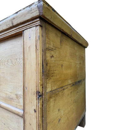 Antique Victorian Pine Blanket Chest - Rustic Storage Trunk with Candle Box