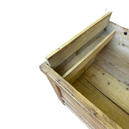 Antique Victorian Pine Blanket Chest - Rustic Storage Trunk with Candle Box