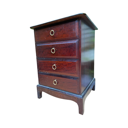 Vintage Stag Minstrel Mahogany Bedside Chest - 4 Drawer Slim Dresser Unit