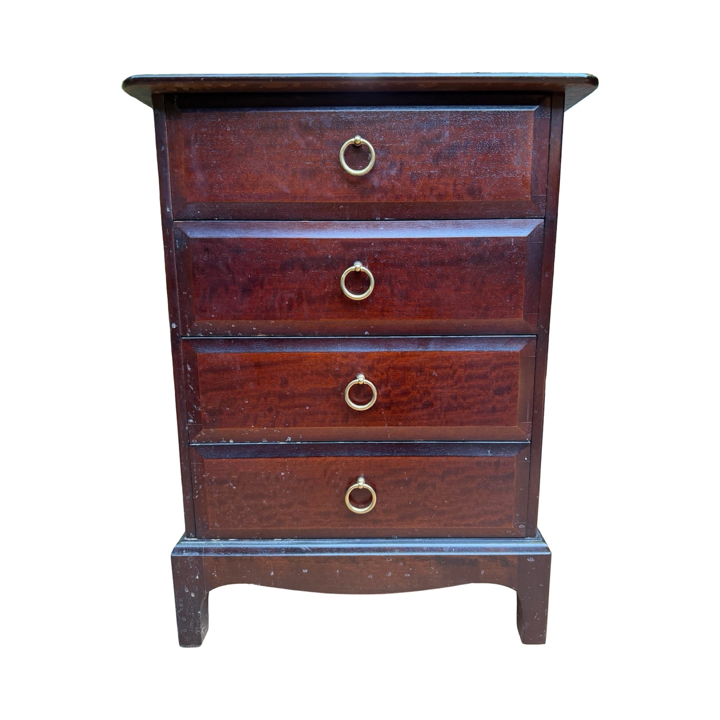 Vintage Stag Minstrel Mahogany Bedside Chest - 4 Drawer Slim Dresser Unit