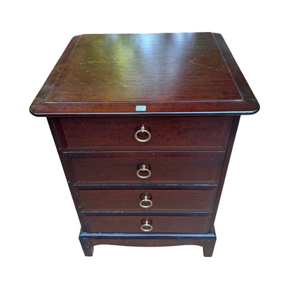 Vintage Stag Minstrel Mahogany Bedside Chest - 4 Drawer Slim Dresser Unit