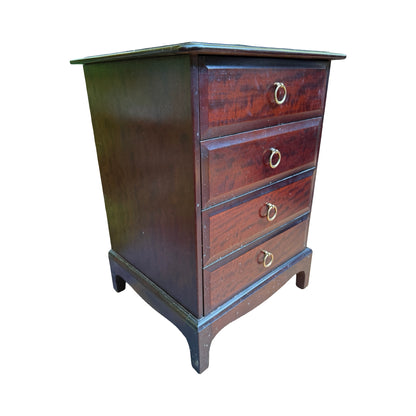 Vintage Stag Minstrel Mahogany Bedside Chest - 4 Drawer Slim Dresser Unit