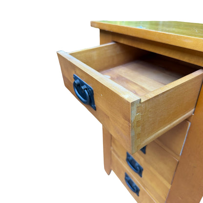 Modern Pine Bedside Tallboy - 5 Drawer Slim Chest - Rustic Storage Unit 78cm