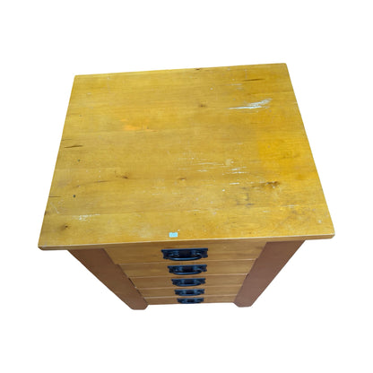 Modern Pine Bedside Tallboy - 5 Drawer Slim Chest - Rustic Storage Unit 78cm