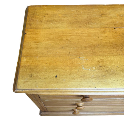 Antique Victorian Pine Chest of Drawers - 2 over 2 Reeded Dresser Storage 107cm